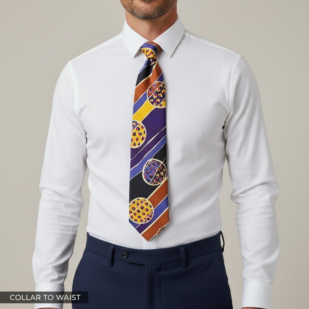 Ermenegildo Zegna Silk Tie Bold Purple Yellow Mosaic Geometric Luxury Italy EUVC